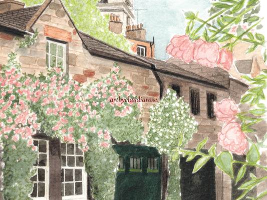 Edinburgh Art Print, Circus Lane, Scotland, Travel Watercolour Painting