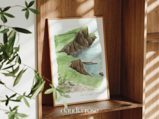 Isle of Skye Art Print, Scotland, Neist Point Lighthouse, Travel Watercolour Painting