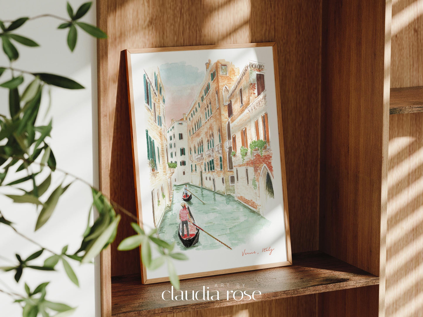 Venice Art Print, Rialto Bridge, Gondola Ride, Italy, Travel Watercolour Painting