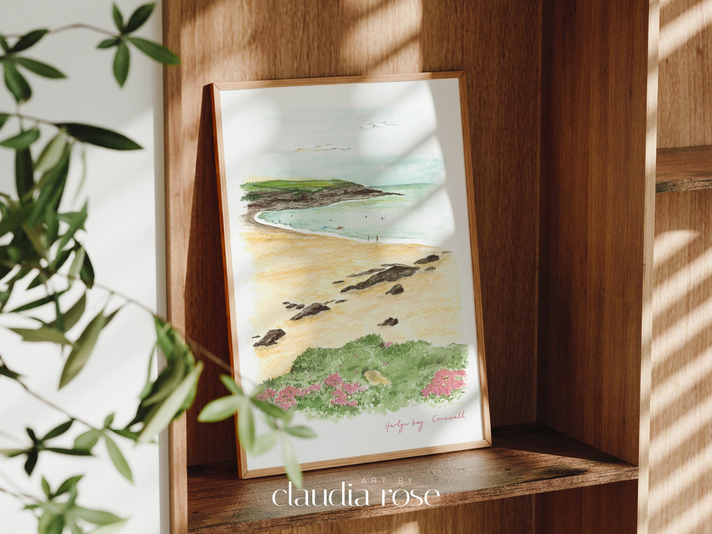 Cornwall Art Print, Harlyn Bay, Padstow, England, Travel Watercolour Painting