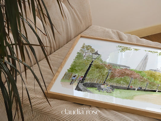 Hyde Park Art Print, London, Westminster, England, Travel Watercolour Painting