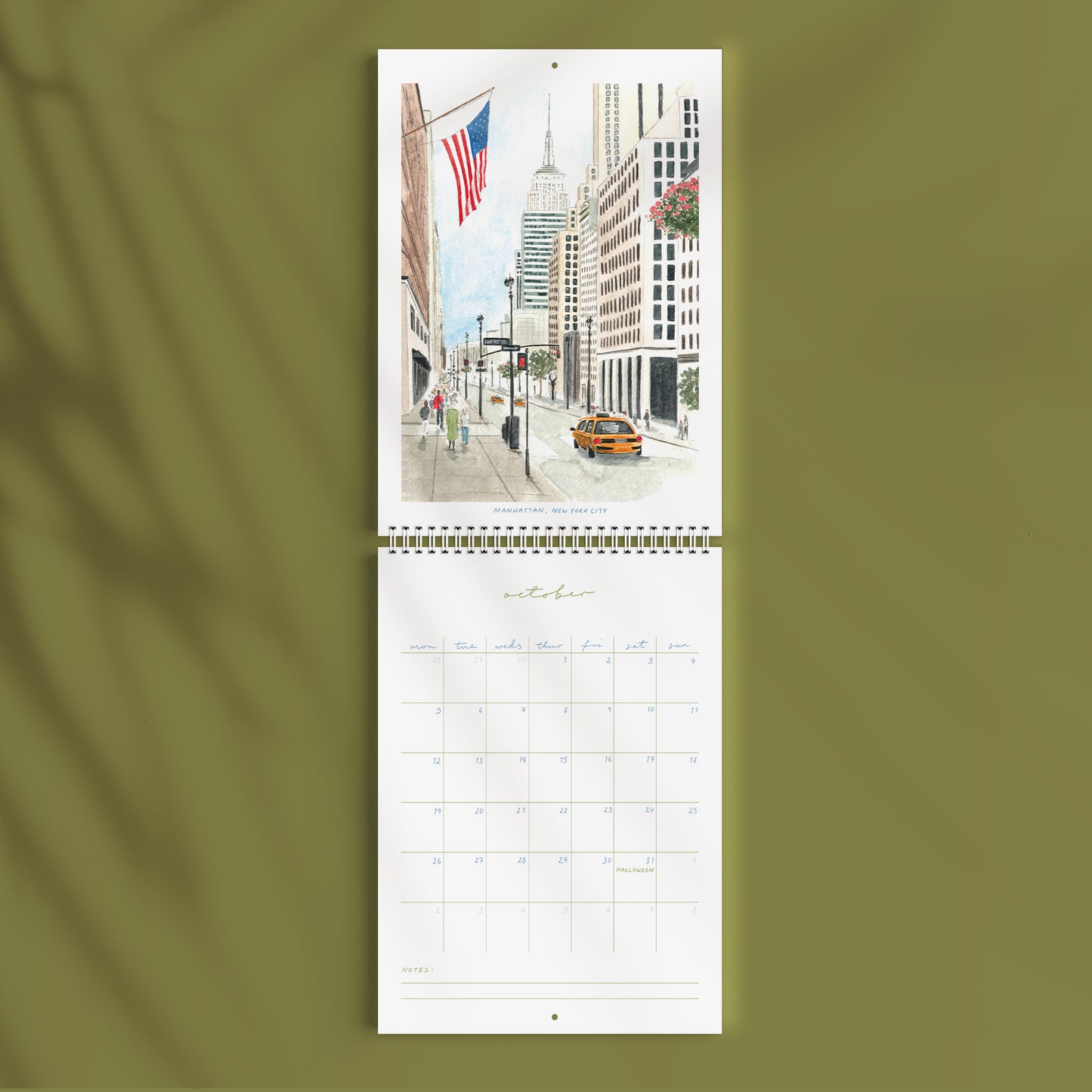 2026 Illustrated Travel Wall Calendar