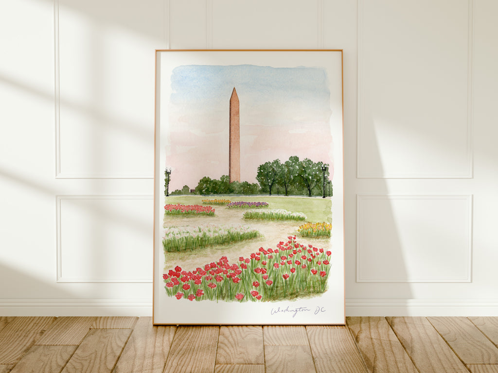 Washington Art Print, Monument, Washington D.C., USA, Travel Watercolour Painting