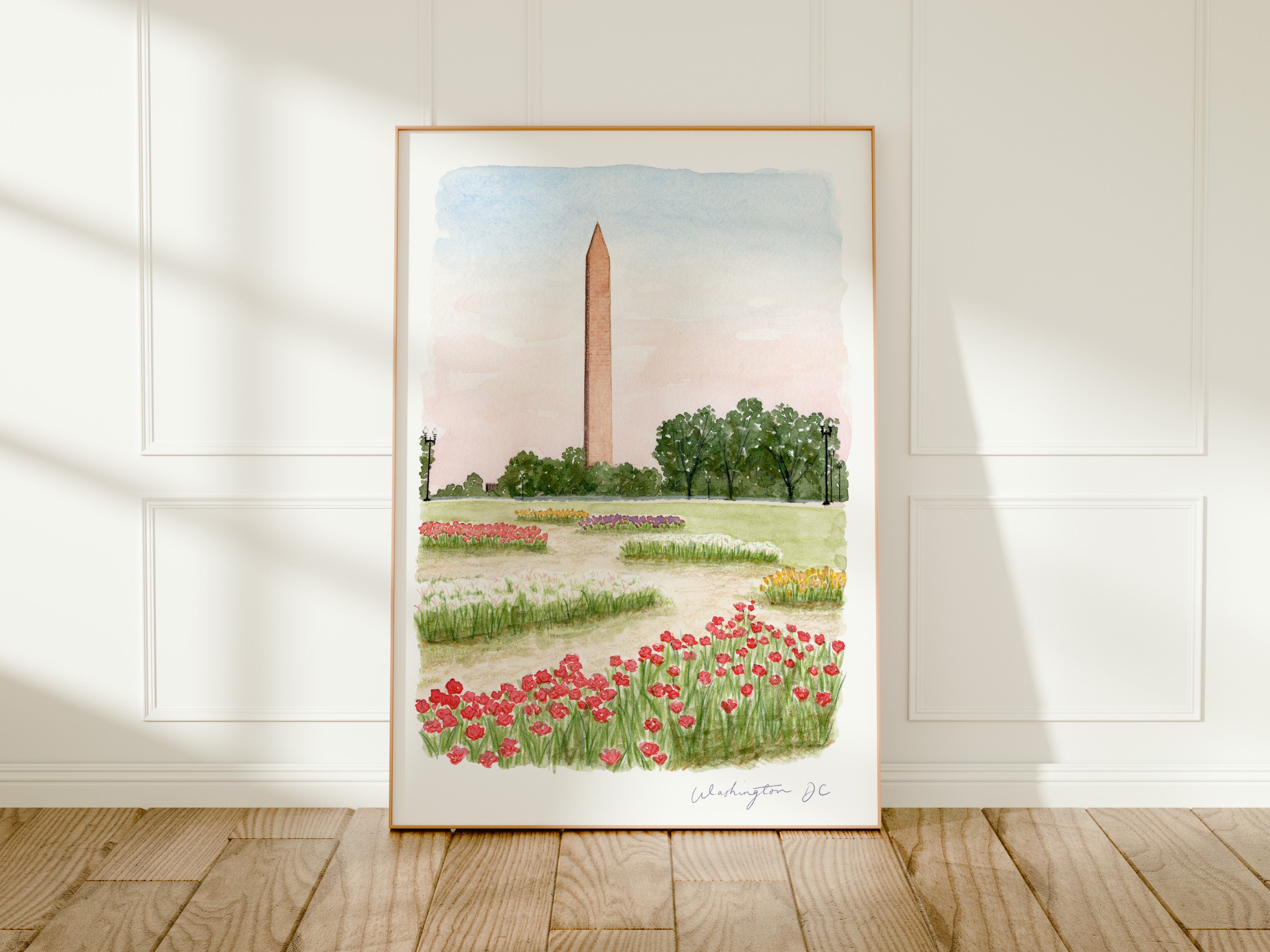 Washington Art Print, Monument, Washington D.C., USA, Travel Watercolour Painting