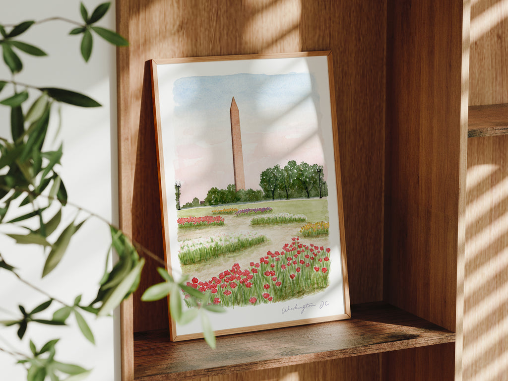 Washington Art Print, Monument, Washington D.C., USA, Travel Watercolour Painting