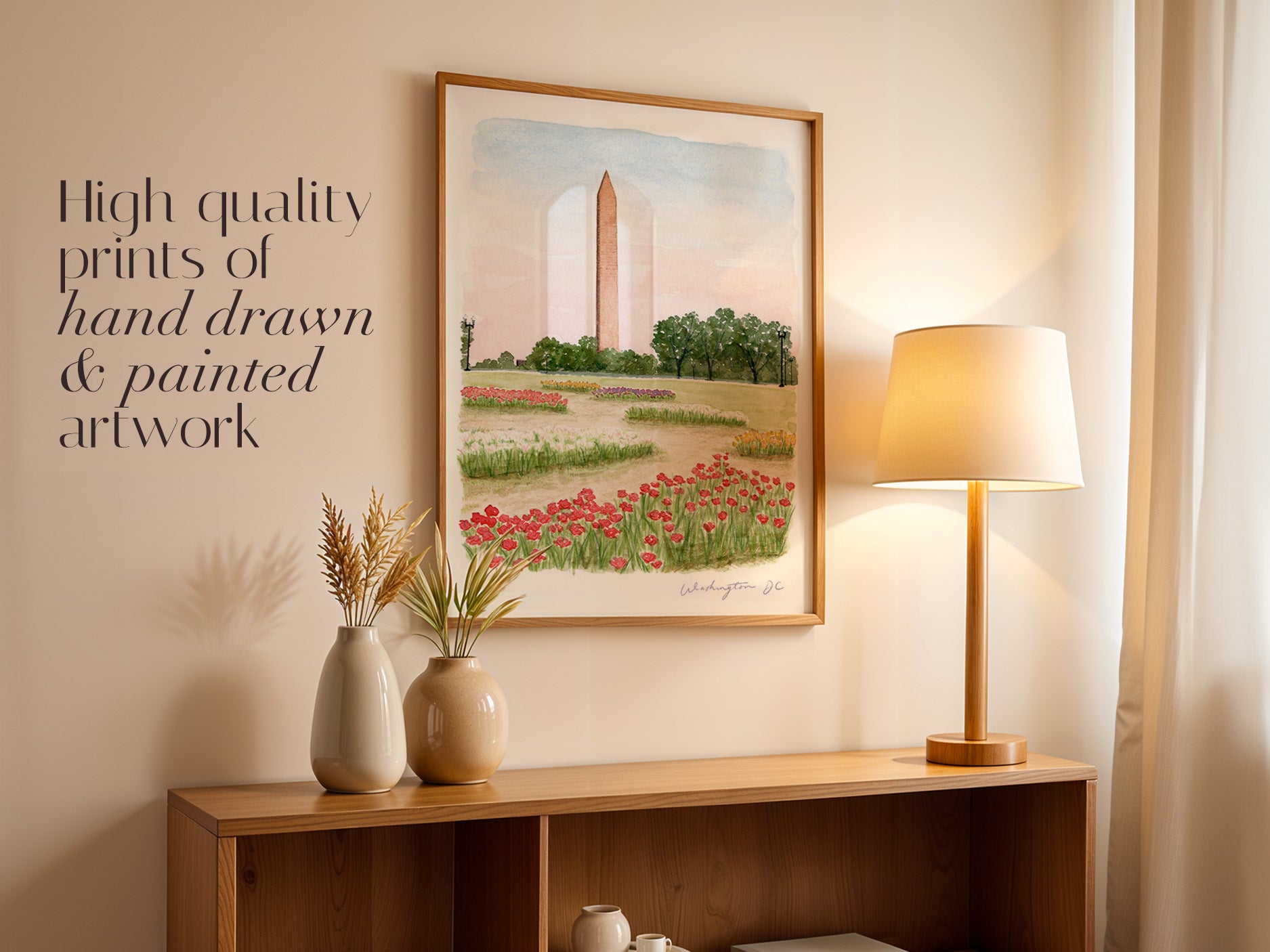 Washington Art Print, Monument, Washington D.C., USA, Travel Watercolour Painting