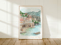 Amalfi Coast Art Print, Sorrentine, Italy, Travel Watercolour Painting