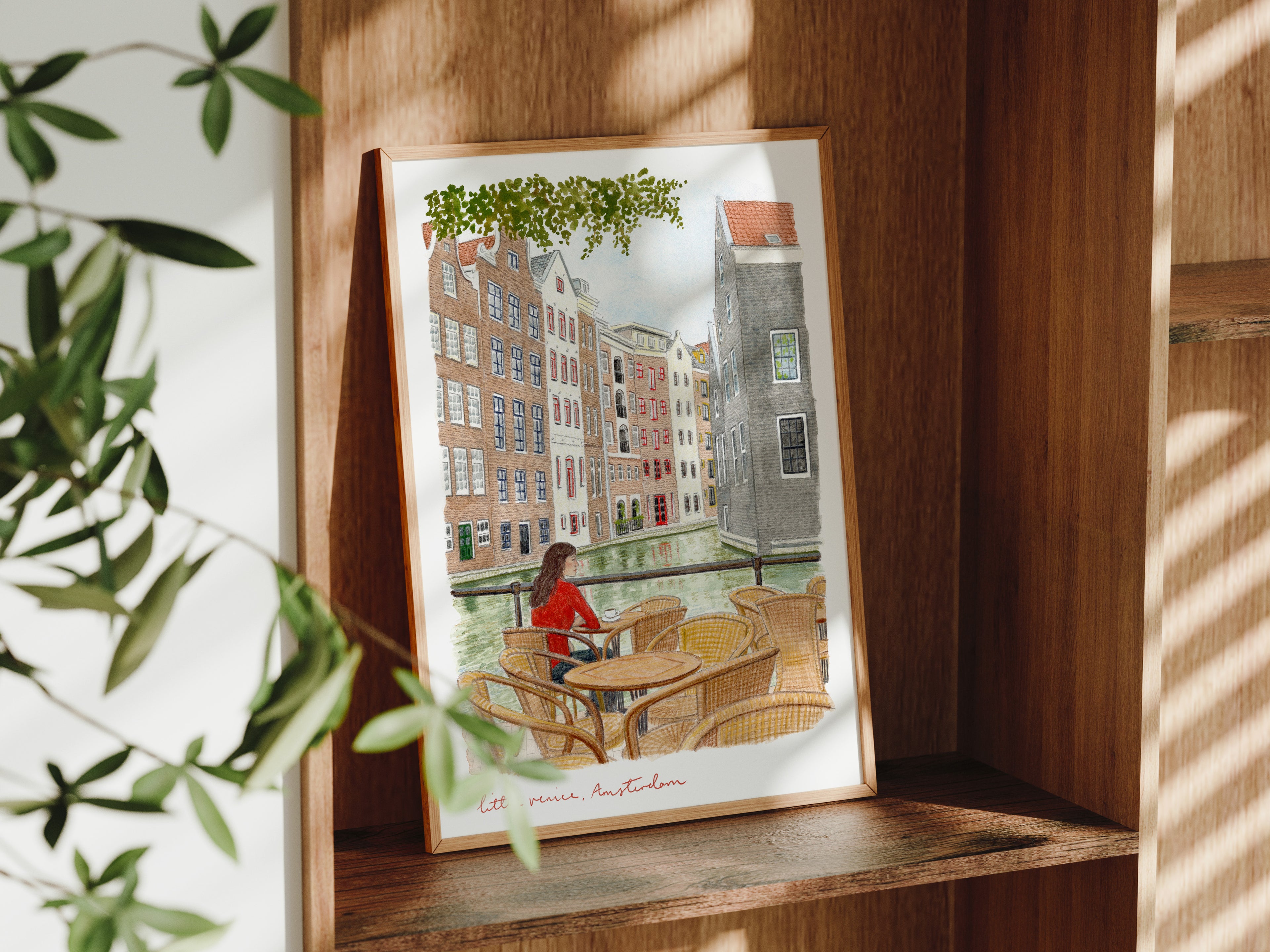 Amsterdam Art Print, Little Venice, Netherlands, Travel Watercolour Painting