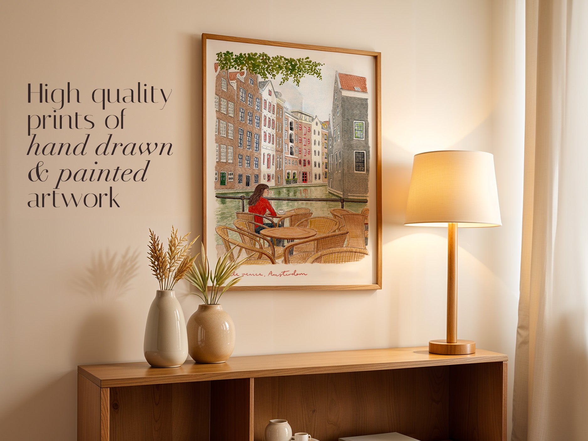 Amsterdam Art Print, Little Venice, Netherlands, Travel Watercolour Painting