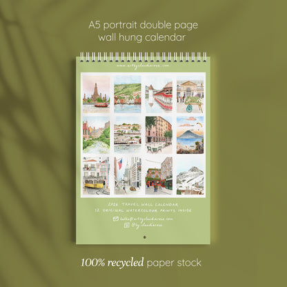 2026 Illustrated Travel Wall Calendar