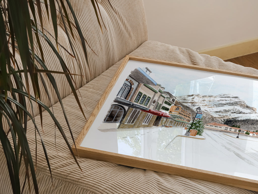 Canada Art Print, Banff, Alberta, North America, Travel Watercolour Painting