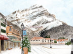 Canada Art Print, Banff, Alberta, North America, Travel Watercolour Painting