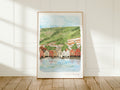 Norway Art Print, Bergen, Bryggen Wharf, Travel Watercolour Painting