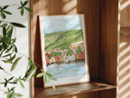 Norway Art Print, Bergen, Bryggen Wharf, Travel Watercolour Painting