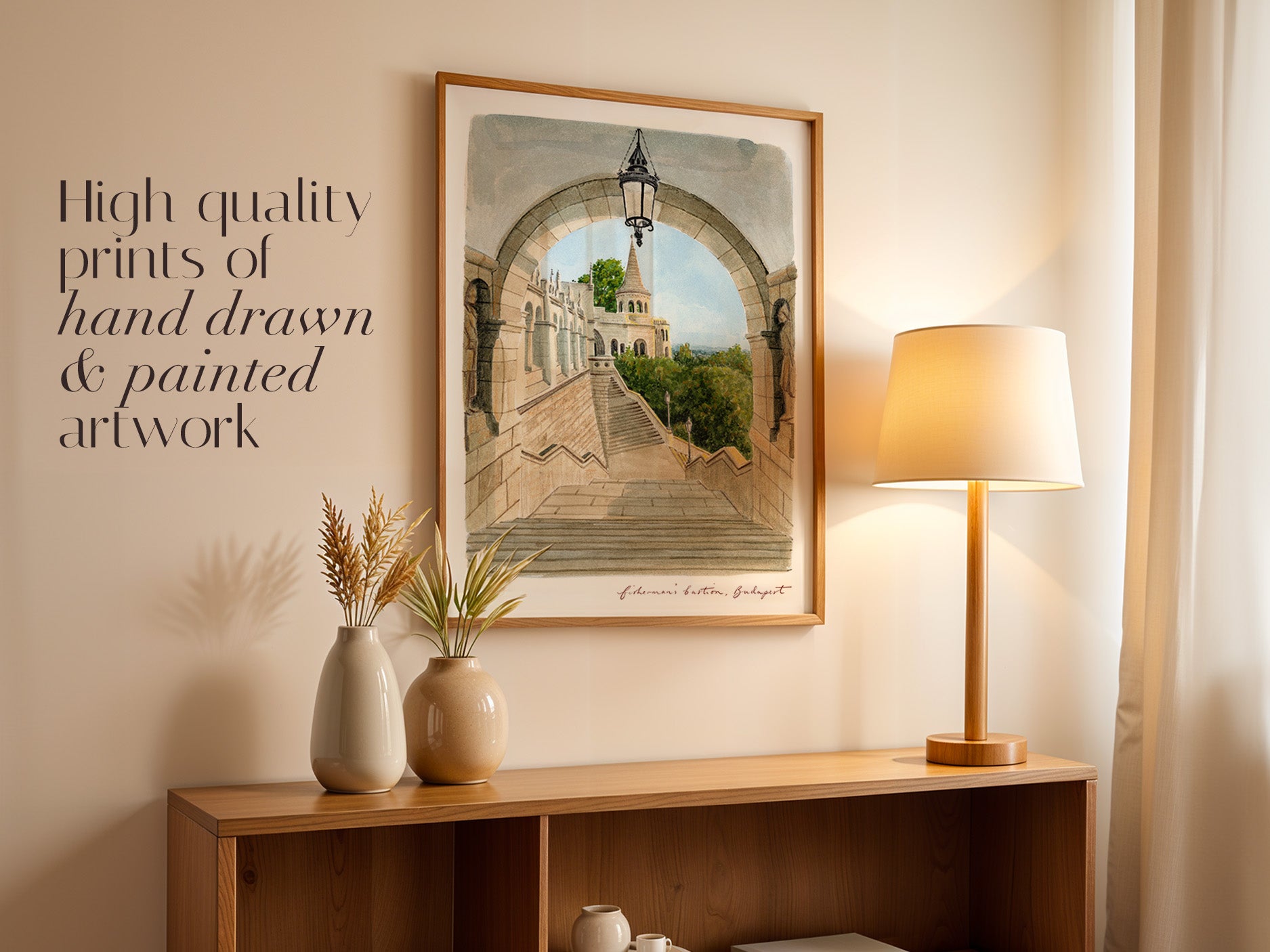 Budapest Art Print, Fisherman's Bastion, Halászbástya, Hungary, Travel Watercolour Painting