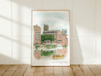 Leeds Docks Art Print, Calls Landing, Yorkshire, England, Travel Watercolour Painting
