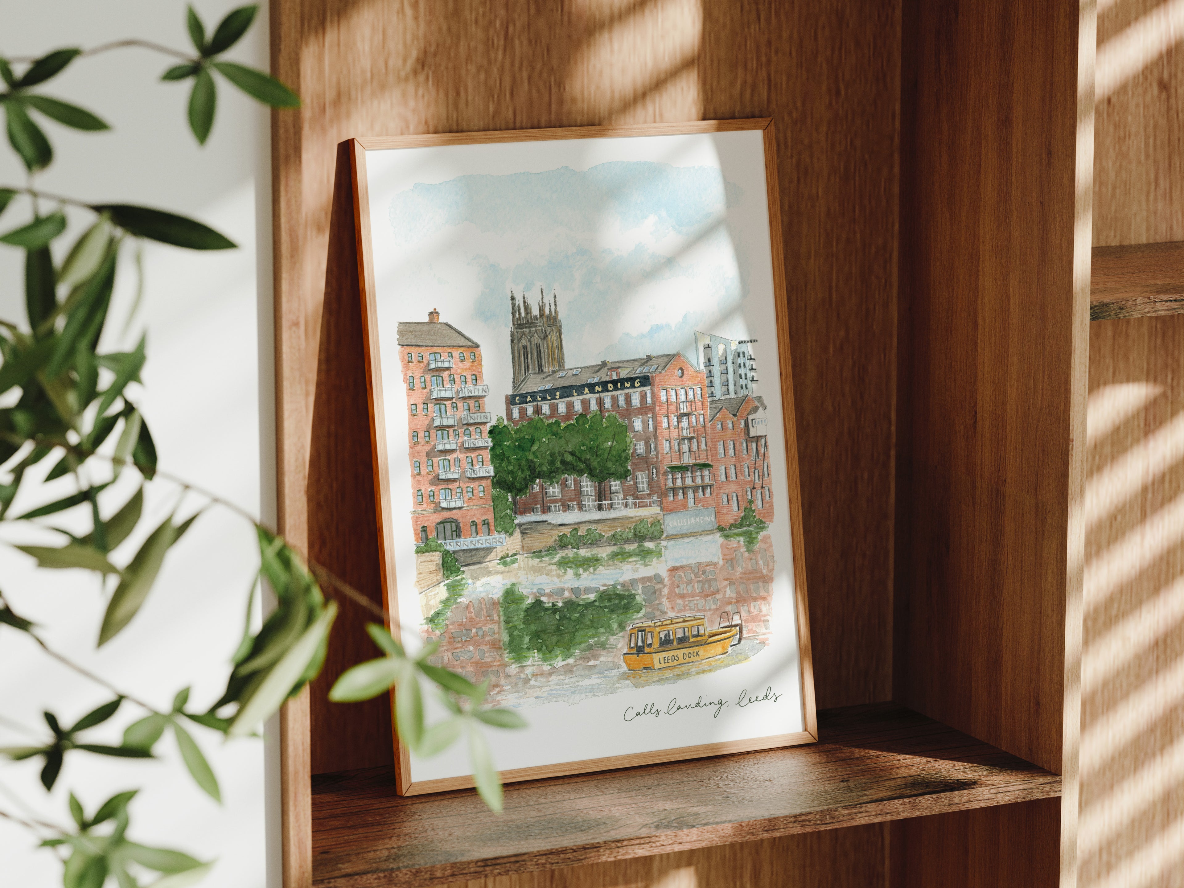 Leeds Docks Art Print, Calls Landing, Yorkshire, England, Travel Watercolour Painting