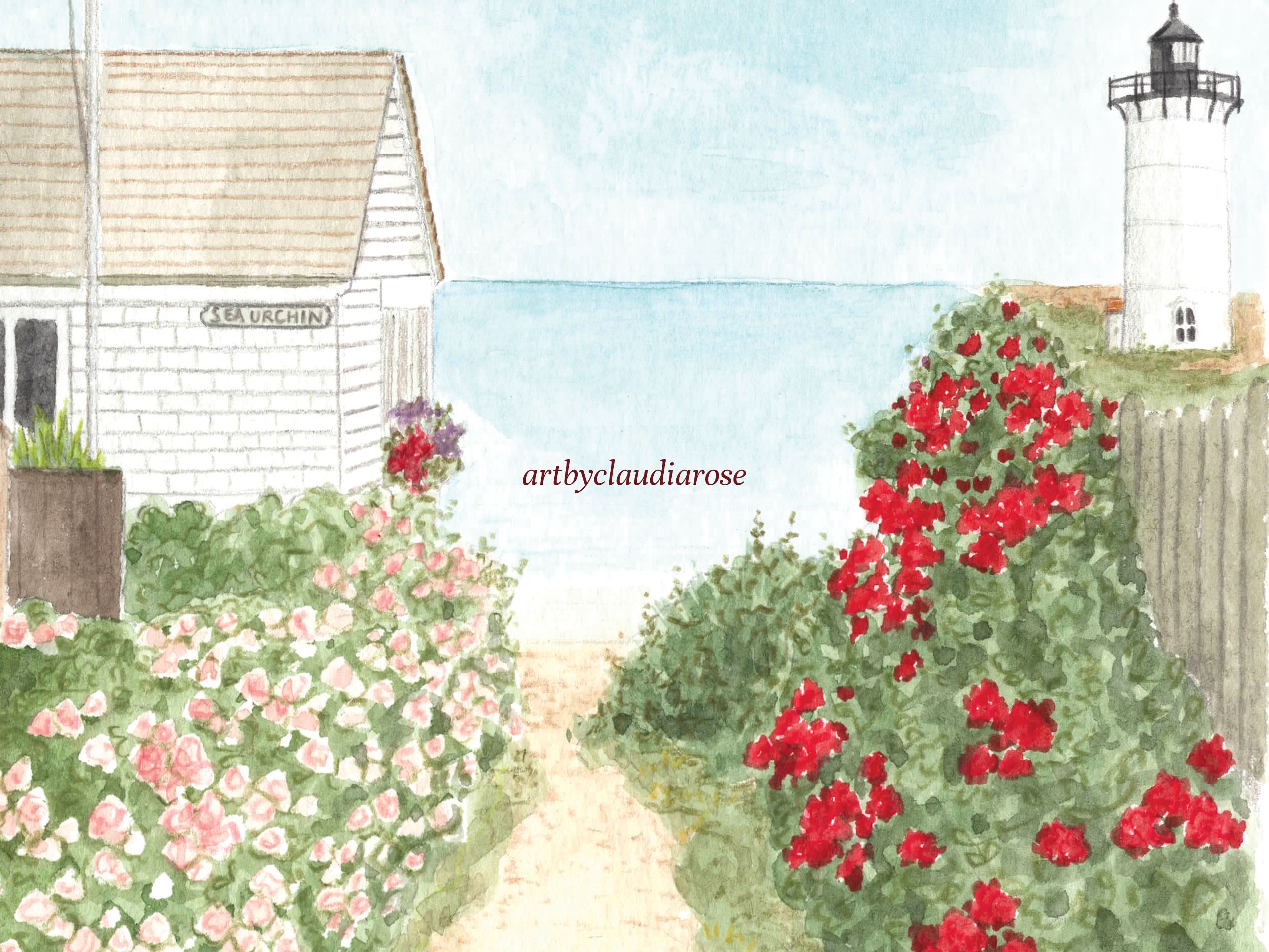 Cape Cod Art Print, Massachusetts, USA, Travel Watercolour Painting