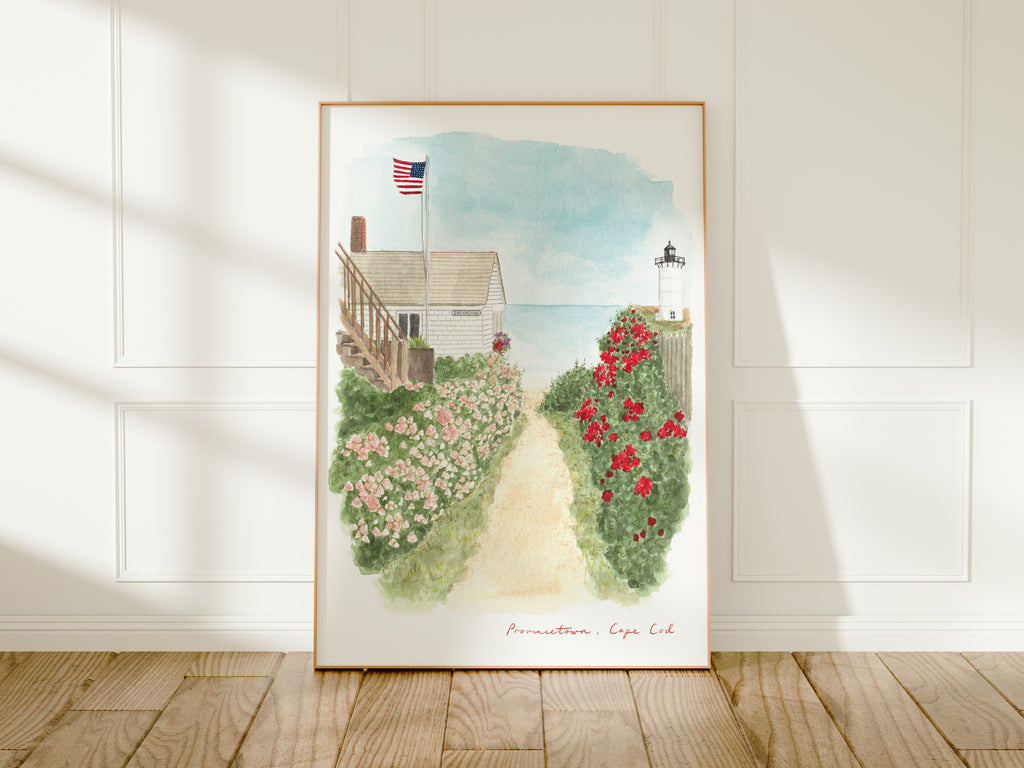 Cape Cod Art Print, Massachusetts, USA, Travel Watercolour Painting