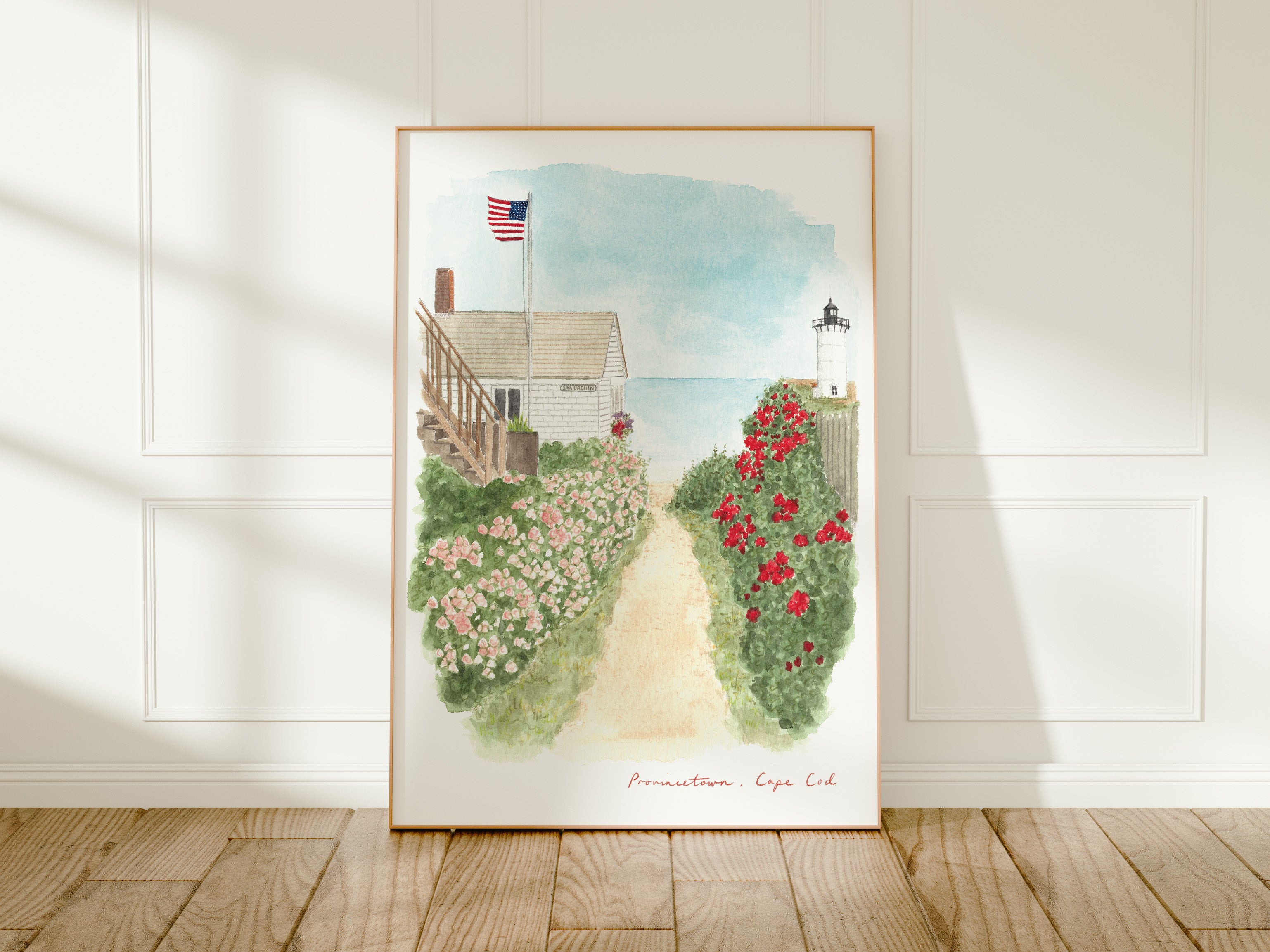 Cape Cod Art Print, Massachusetts, USA, Travel Watercolour Painting