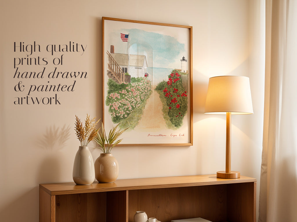 Cape Cod Art Print, Massachusetts, USA, Travel Watercolour Painting