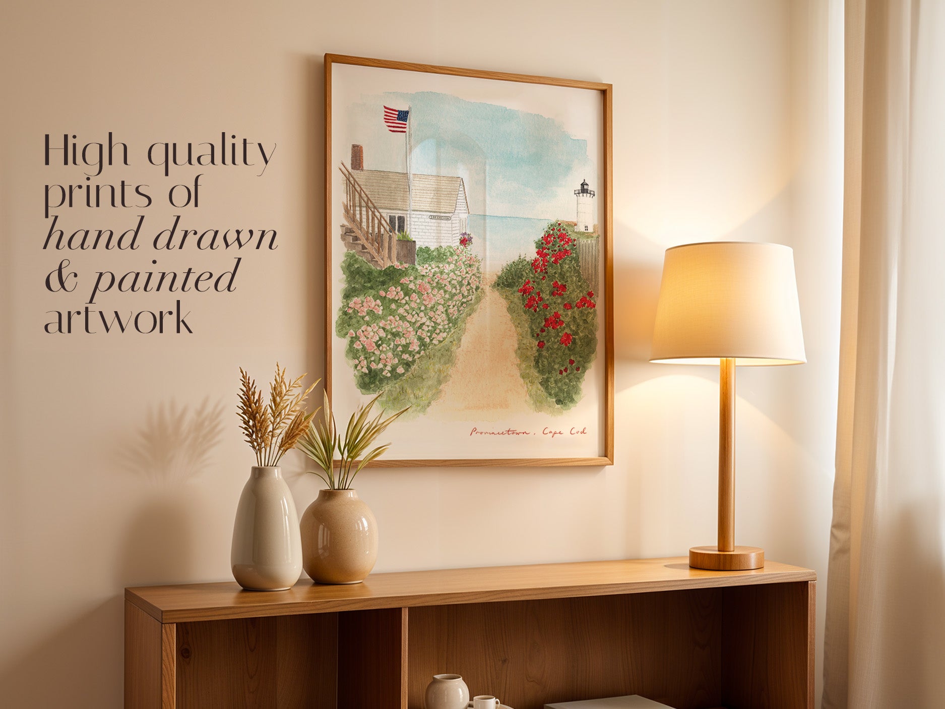 Cape Cod Art Print, Massachusetts, USA, Travel Watercolour Painting