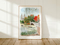 Central Park Art Print, New York City USA, Bow Bridge & The Lake, Travel Watercolour Painting