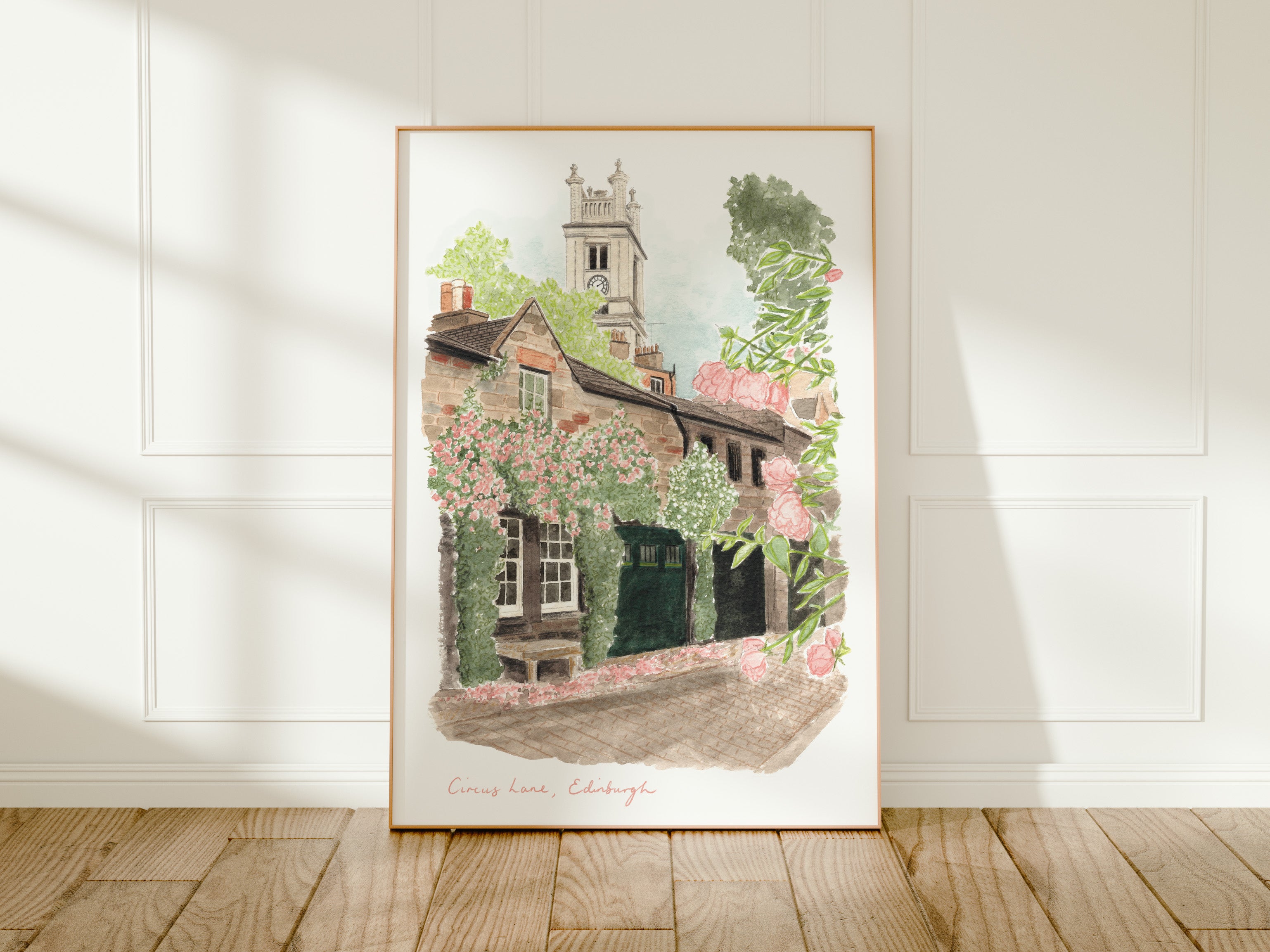 Edinburgh Art Print, Circus Lane, Scotland, Travel Watercolour Painting