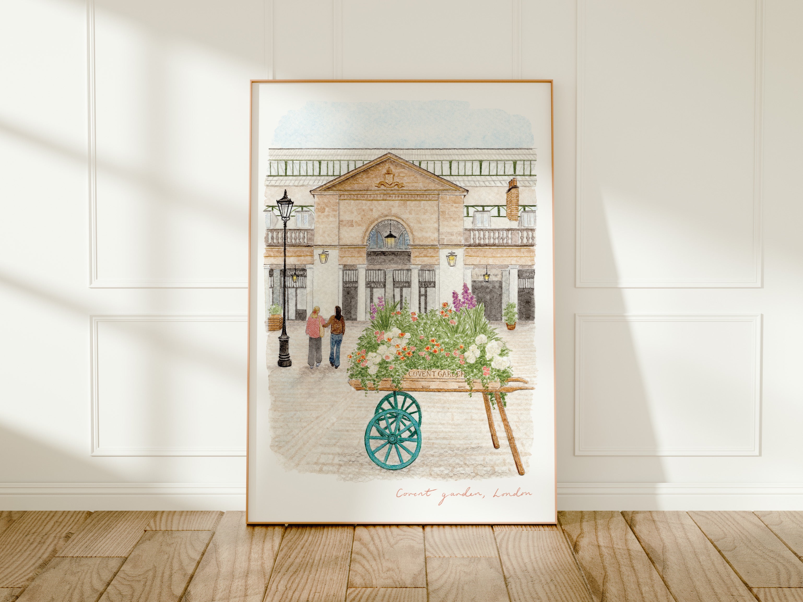 Covent Garden Art Print, London, England, Travel Watercolour Painting