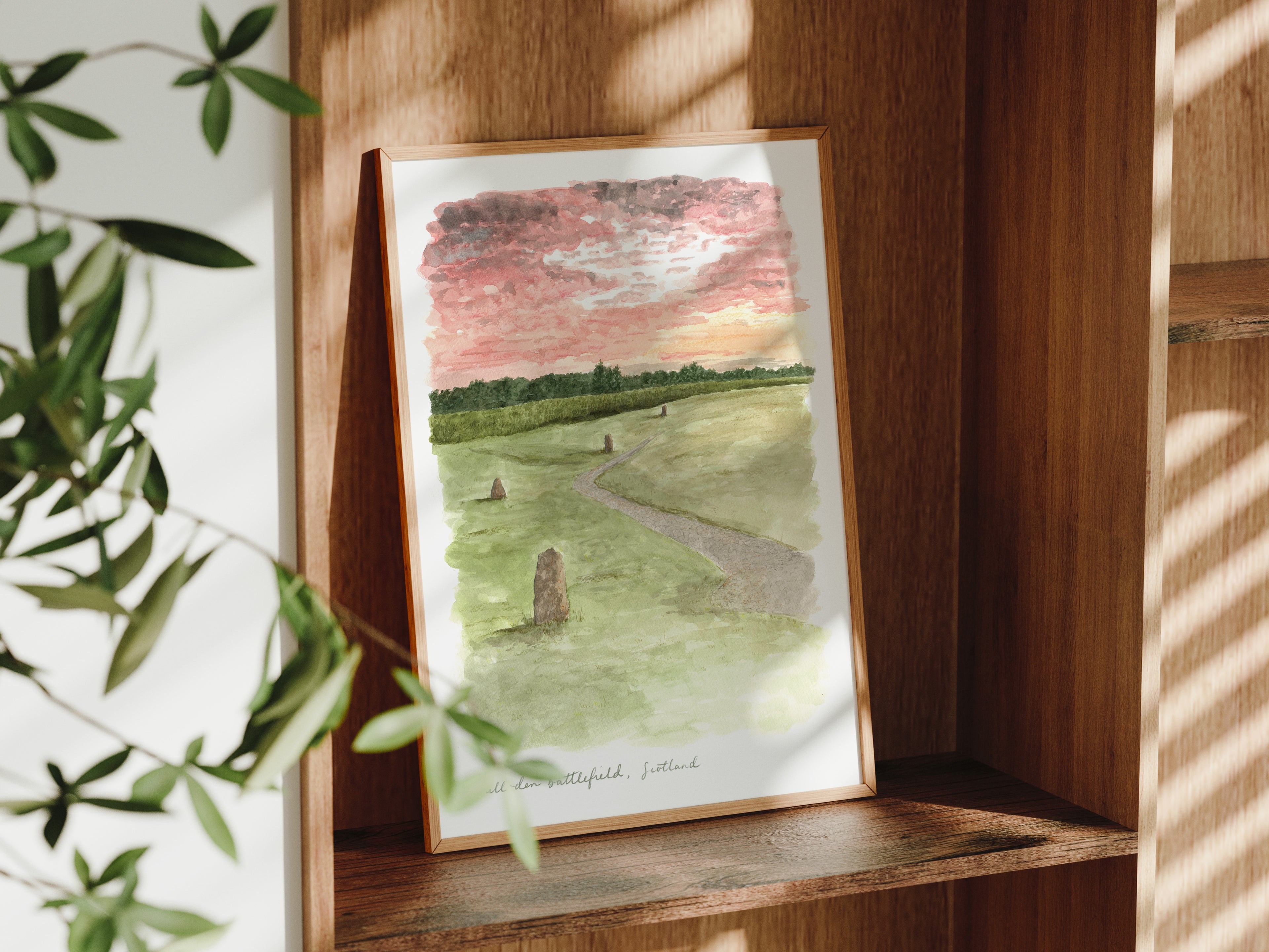 Scottish Highlands Art Print, Culloden Battlefield, Scotland, Travel Watercolour Painting