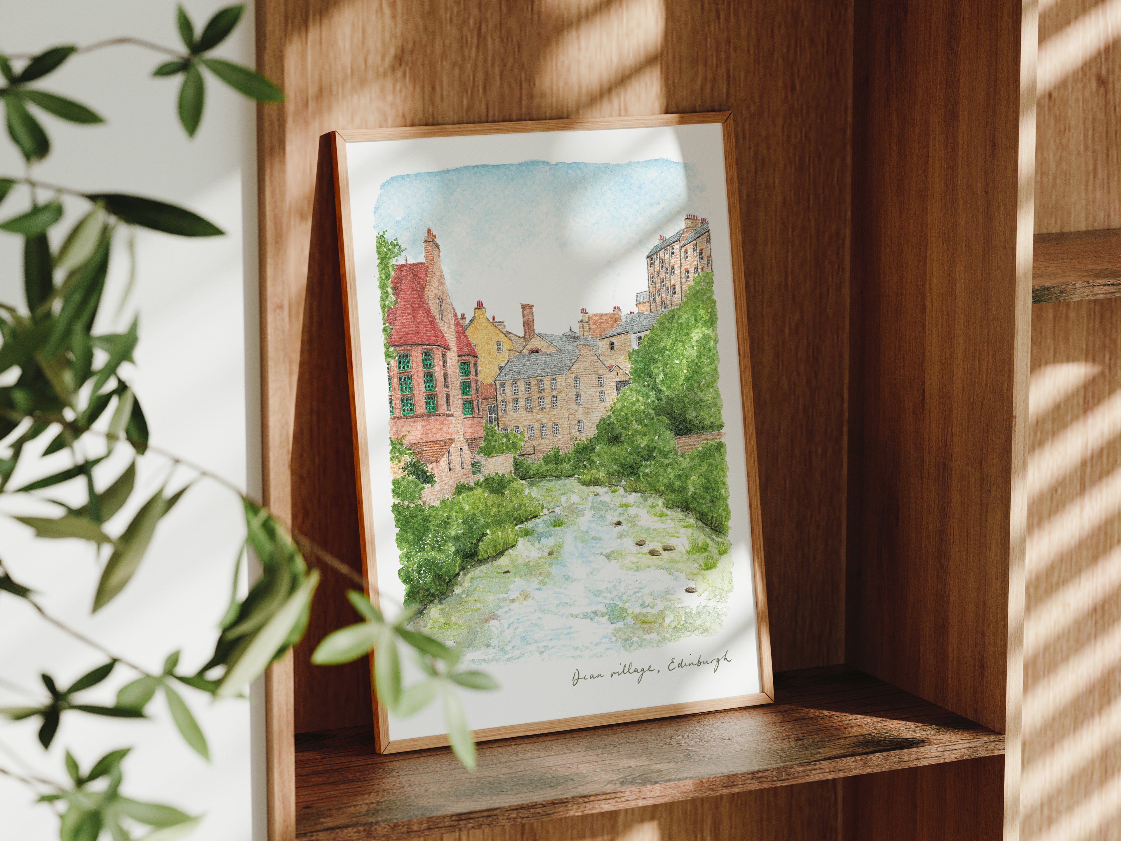 Edinburgh Art Print, Dean Village, Water of Leith, Scotland, Travel Watercolour Painting
