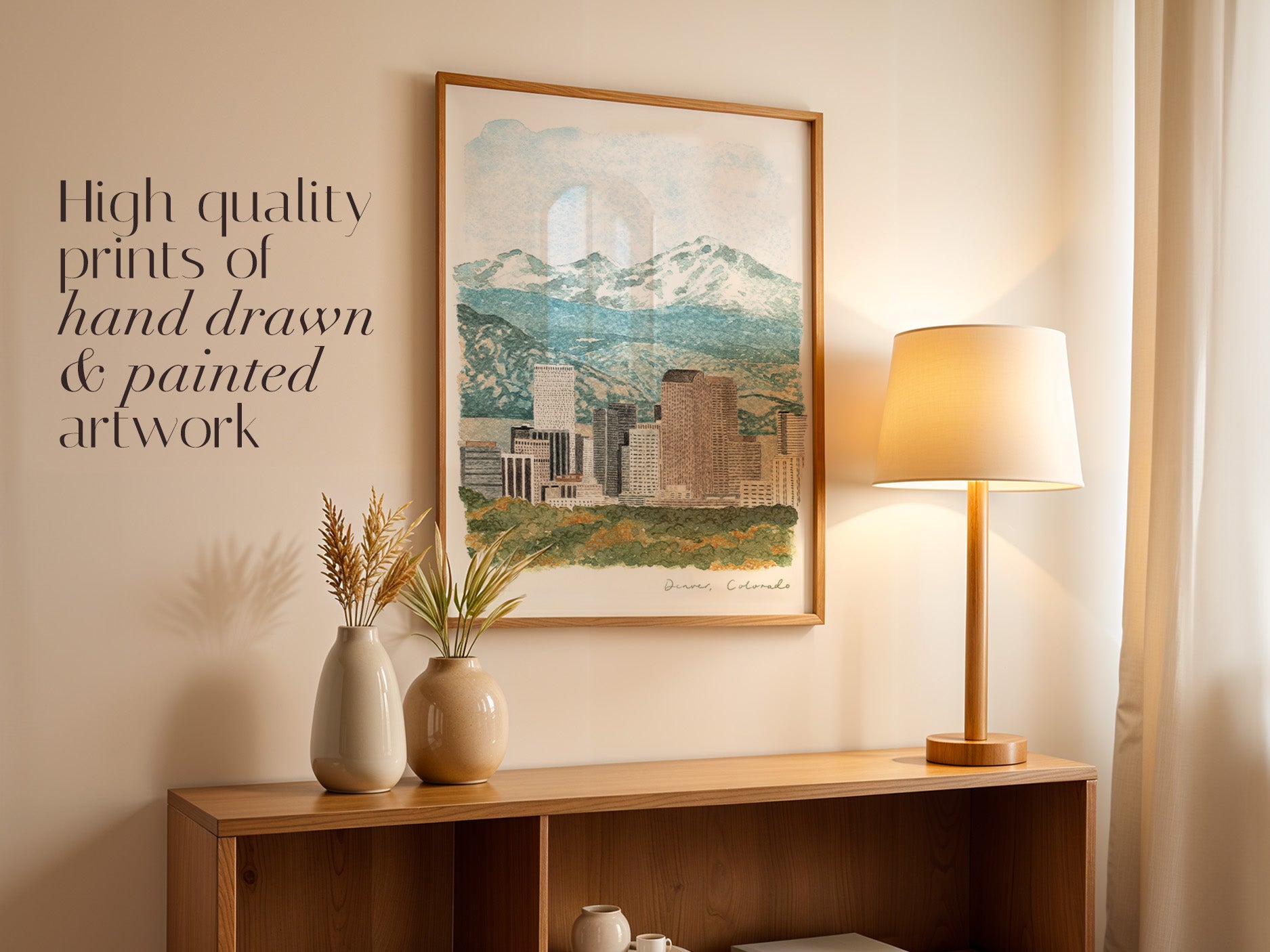 Denver Art Print, Colorado, USA, Travel Watercolour Painting