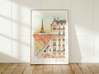 Eiffel Tower Art Print, Parisian Hotel, Hotel Duquesne, France, Travel Watercolour Painting