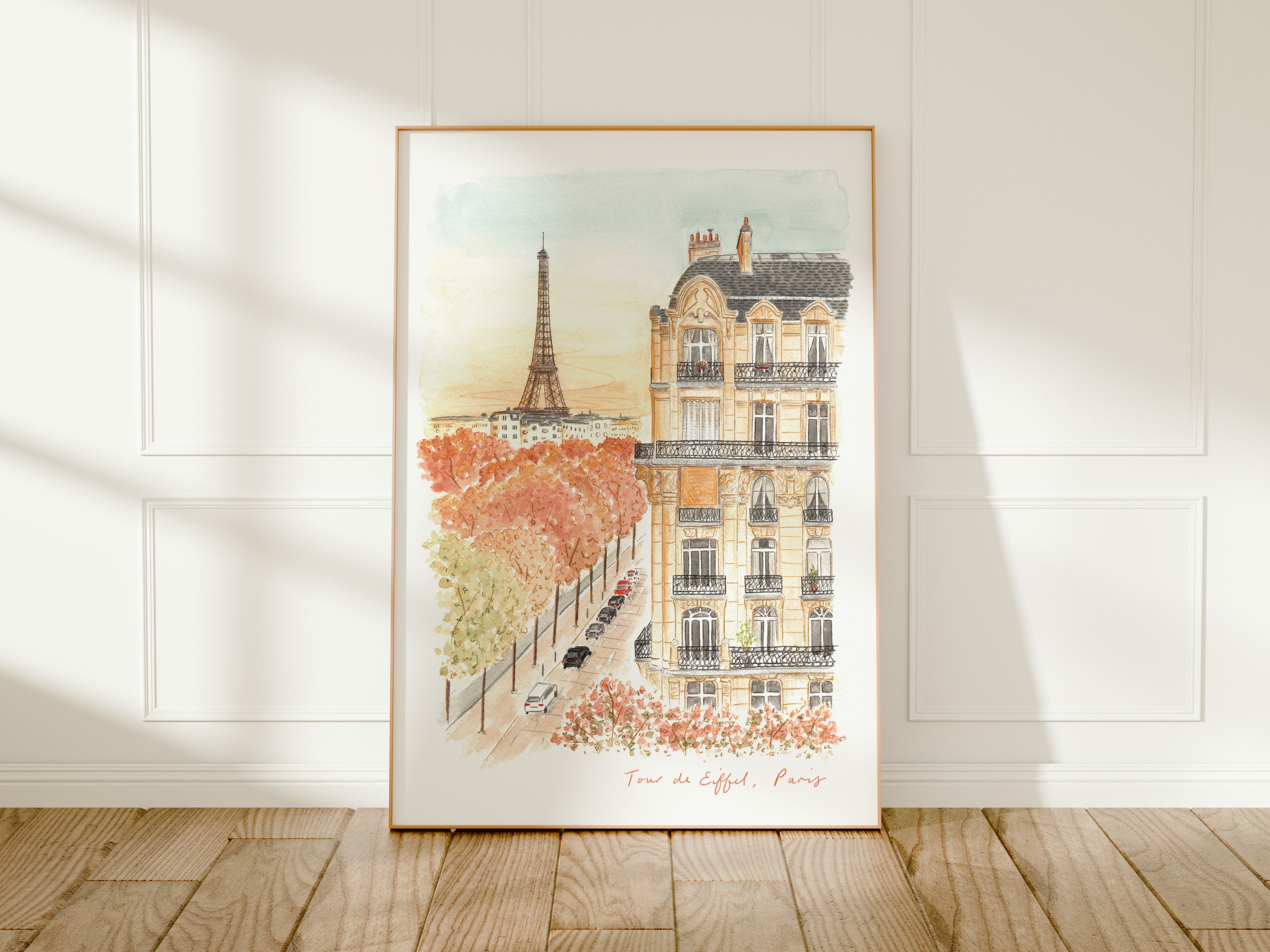 Eiffel Tower Art Print, Parisian Hotel, Hotel Duquesne, France, Travel Watercolour Painting