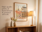 Eiffel Tower Art Print, Parisian Hotel, Hotel Duquesne, France, Travel Watercolour Painting