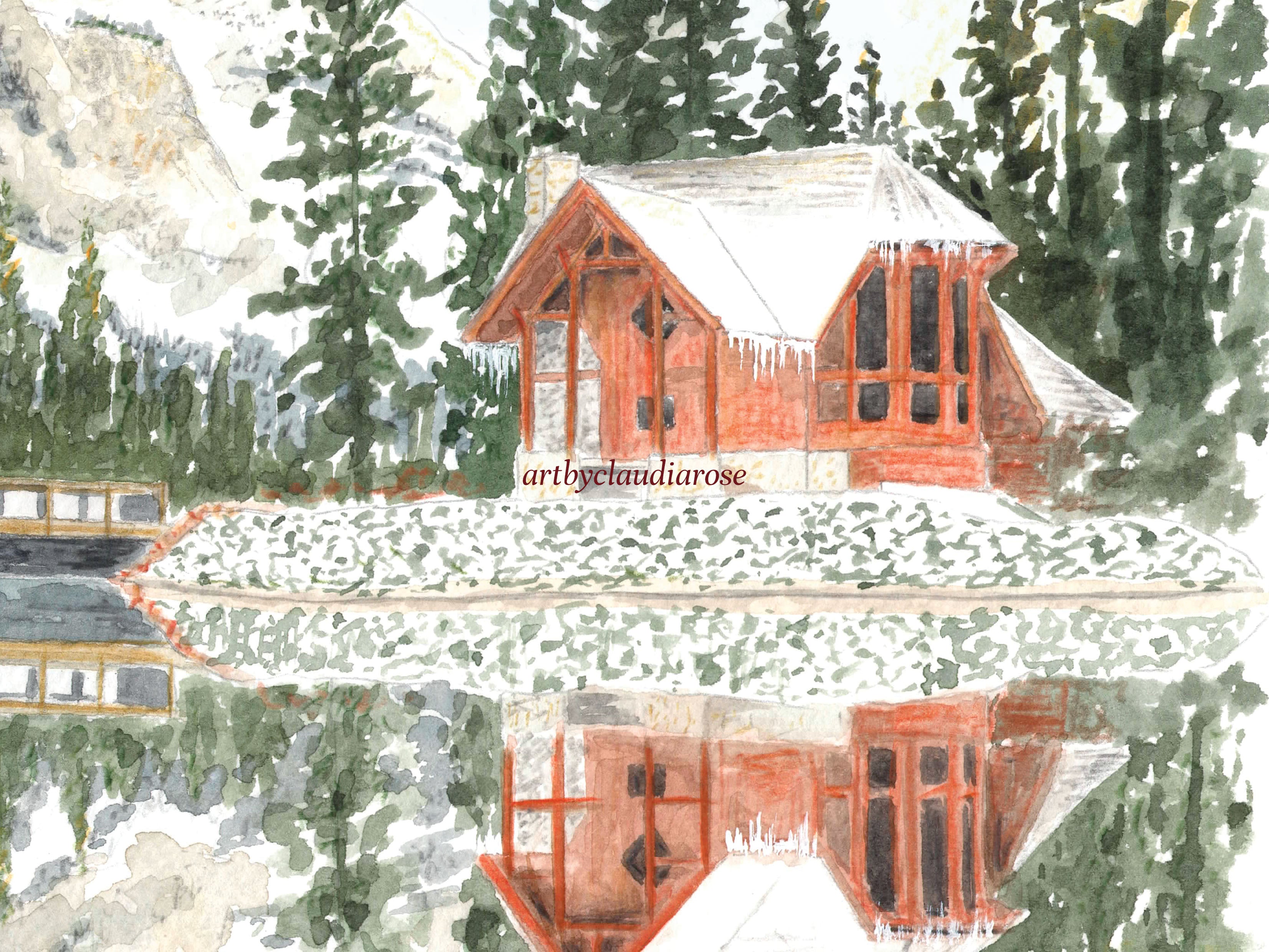 Canada Art Print, Emerald Lake, Yoho National Park, North America, Travel Watercolour Painting