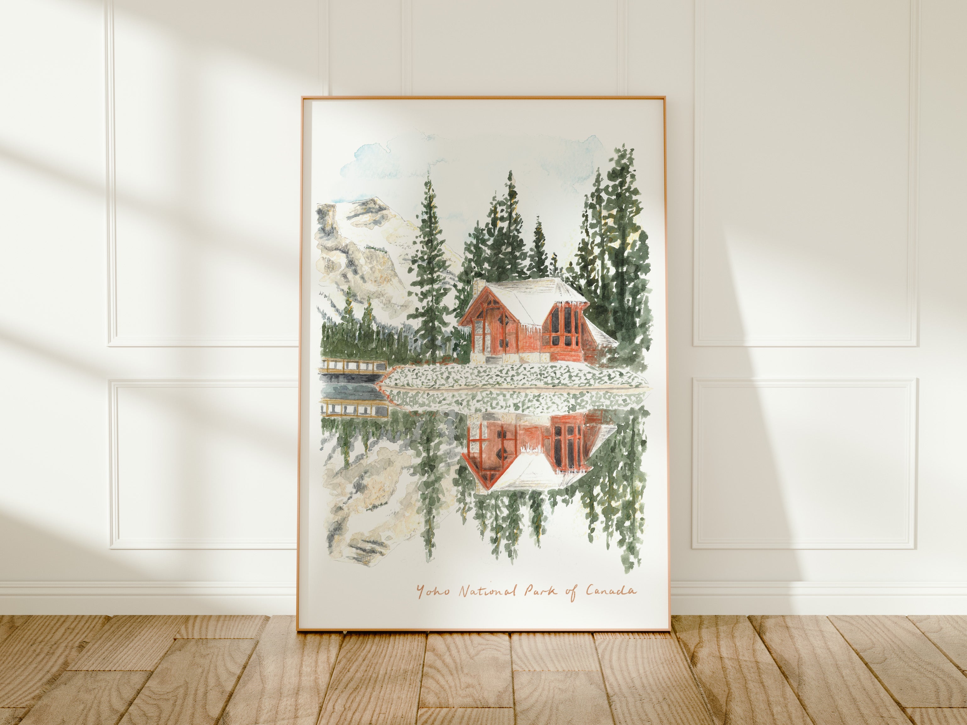 Canada Art Print, Emerald Lake, Yoho National Park, North America, Travel Watercolour Painting