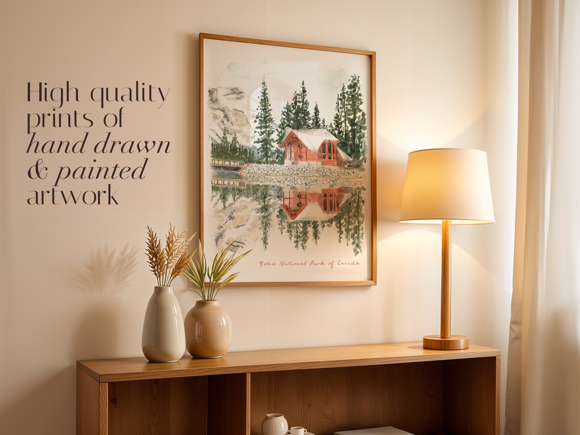 Canada Art Print, Emerald Lake, Yoho National Park, North America, Travel Watercolour Painting