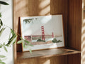 Golden Gate Bridge Art Print, San Fransisco, California, USA, Travel Watercolour Painting