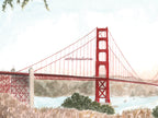 Golden Gate Bridge Art Print, San Fransisco, California, USA, Travel Watercolour Painting