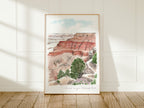 Grand Canyon Art Print, Arizona National Park, Colorado River, USA, Travel Watercolour Painting