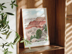 Grand Canyon Art Print, Arizona National Park, Colorado River, USA, Travel Watercolour Painting