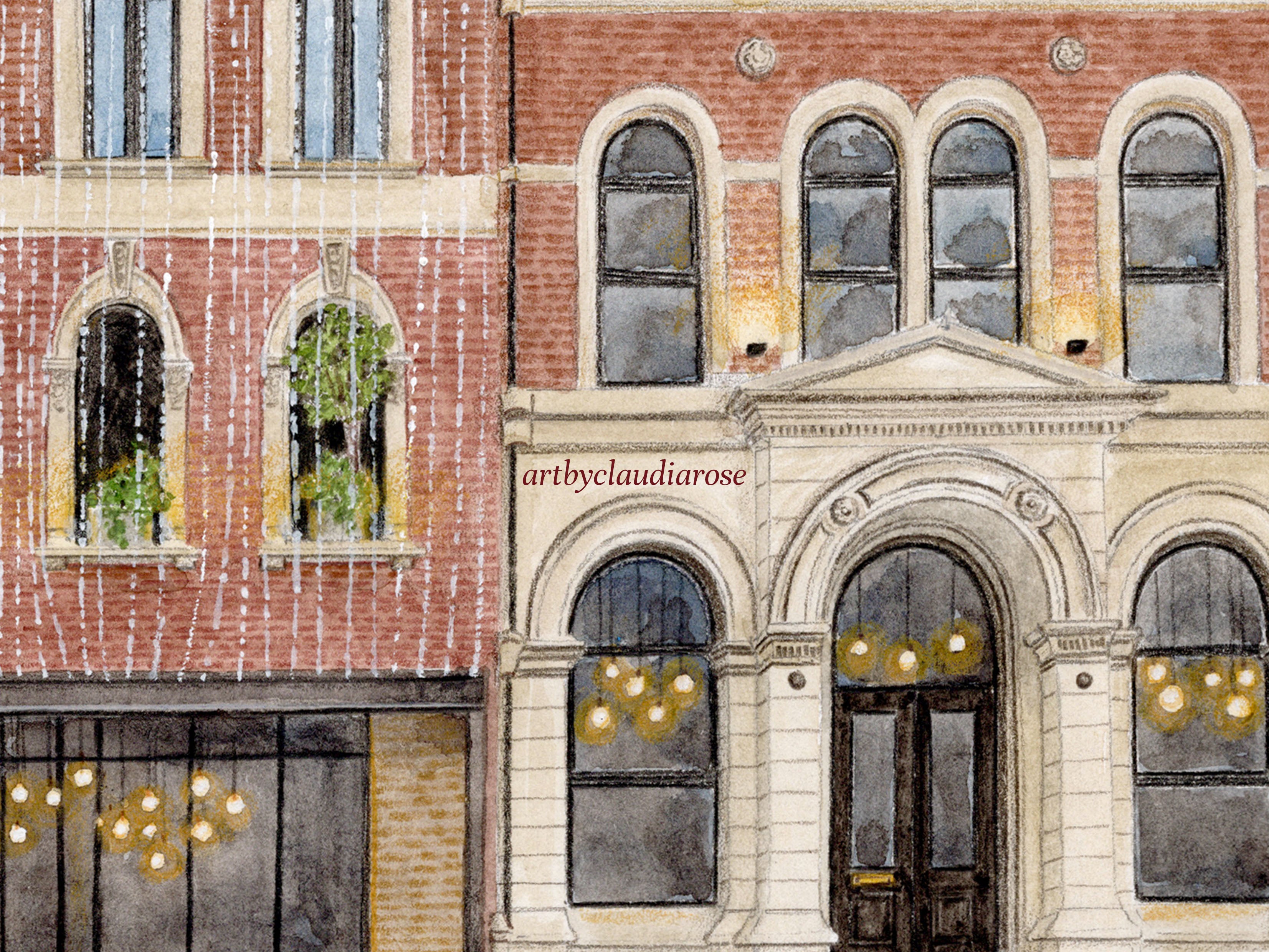 Green Room Leeds Art Print, Social Space Bar, Leeds Nightlife, Watercolour Painting