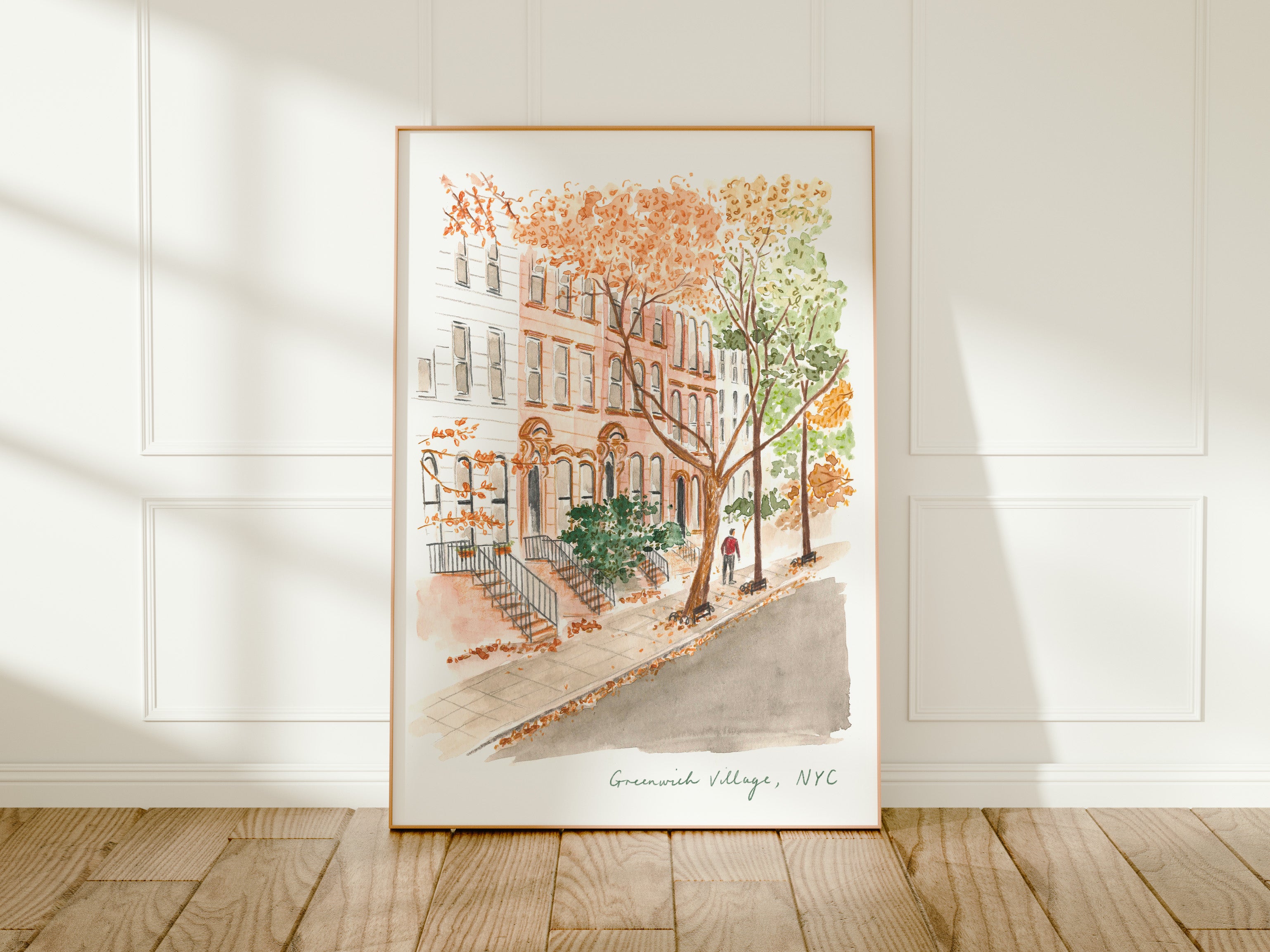 Greenwich Village Art Print, New York City, USA, Travel Watercolour Painting