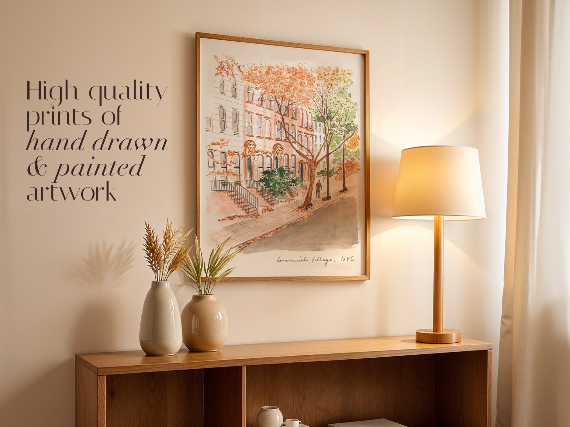 Greenwich Village Art Print, New York City, USA, Travel Watercolour Painting