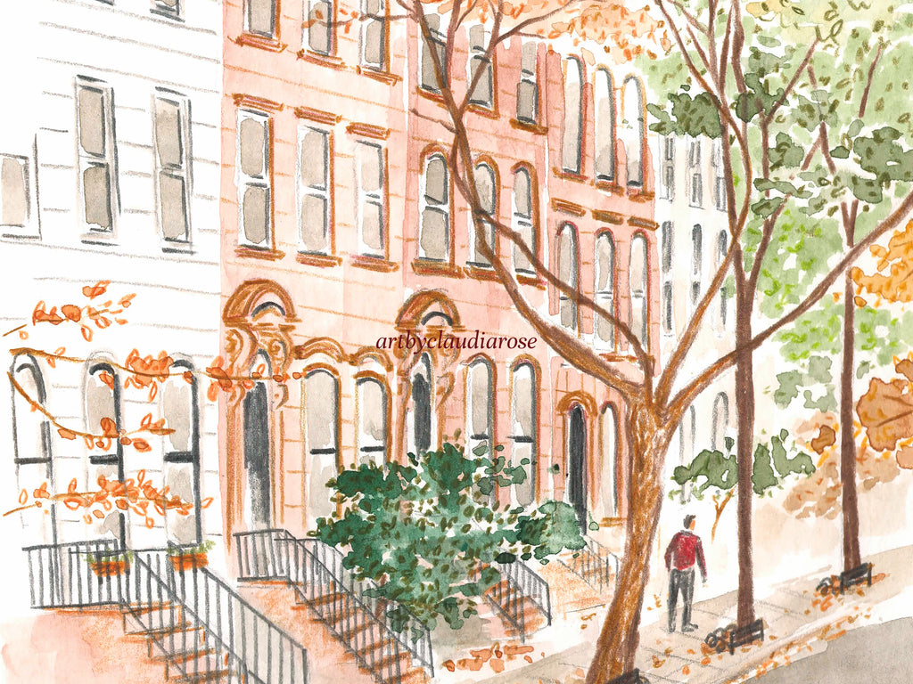 Greenwich Village Art Print, New York City, USA, Travel Watercolour Painting