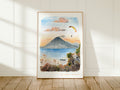Guatemala Art Print, Lago Atitlán, USA, Travel Watercolour Painting