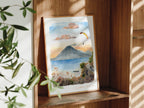 Guatemala Art Print, Lago Atitlán, USA, Travel Watercolour Painting
