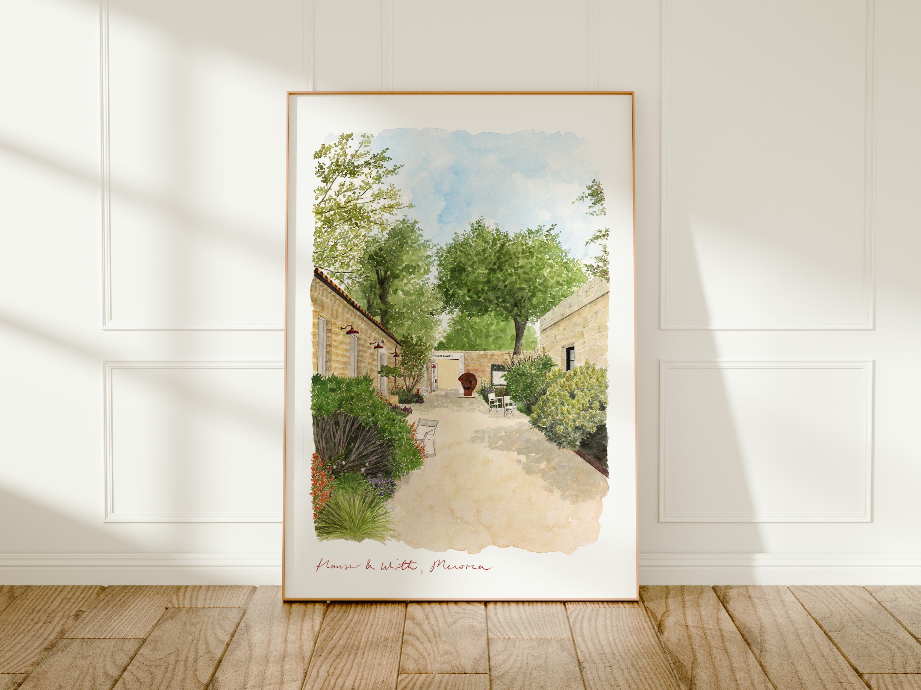 Menorca Art Print, Hauser & Wirth Gallery, Illa del Rei, Travel Watercolor Painting