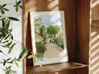 Menorca Art Print, Hauser & Wirth Gallery, Illa del Rei, Travel Watercolor Painting